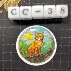 방수 스티커 고양이 스테인드 글라스 스타일 일러스트 멋진 CC-38