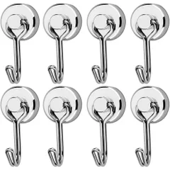 【8個セット】マグネット フック 磁石付き ステンレス製 防錆 垂直耐荷重総計15kg 直径20ｍｍ キッチン用 オフィス用 収納 玄関 冷蔵庫 オフィス 浴室 壁掛け用