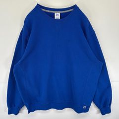 古着 ラッセル Russell スウェット トレーナー 無地 前Vガゼット クルーネック 大きいサイズ XL  ブルー メンズ