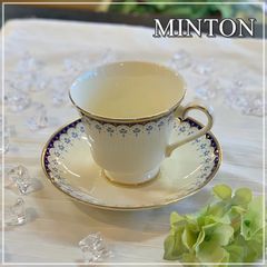 希少 廃盤 MINTON CONSORT カップ＆ソーサー 1客 1981 ミントン コンソート 金彩 ヴィンテージ 花 フラワー ブルー オシャレ イギリス【ME0907-6】