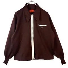 60s70sキングスロードシアーズKINGS ROAD SEARSジップジャケット襟付きジャージトラックジャケットロゴ刺繍ワンポイント茶色ブラウンvintageヴィンテージ41014