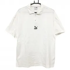 プーマ 半袖ポロシャツ 白×黒 ハーフジップ シンプル メンズ US-S ゴルフウェア PUMA