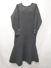 ◇ ⊇ Re EDIT リエディ ゆったり 長袖 膝下丈 ワンピース サイズSC ブラック系 レディース E  【1507100012784】