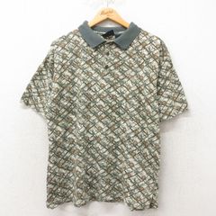 90s CROSSINGS 幾何学 総柄 ニットポロシャツ L 茶 ゆるだぼ - メルカリ