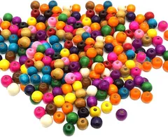 【在庫処分】MAEXUS ウッドビーズ カラフル 11*12mm 約200個入り ペレット 手芸 ビーズ 穴が大きい 木製ビーズ クラフト用 丸型 ビーズ アクセサリーパーツジュエリー ネックレス DIY 混合色
