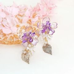 新作 🌸夜桜 春  満開 お花見 イヤリング or ピアス アレルギー対応