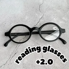 2.0 老眼鏡 丸メガネ 眼鏡 メンズレディース レトロクラシック おしゃれ 黒縁 ブラック 丸い ラウンド オーバル かっこいい可愛い 人気 ブルーライト 男性 女性 オシャレ40代50代60代 リーディング シニアグラス PCパソコン 小さい小さめ