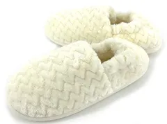 ホワイト_L (25-26cm) [KEY-T] あったか ボア ルームシューズ 冬用 踵カバー スリッパ もこもこ 冬 暖かい メンズ レディース 男女兼用 バブーシュ (ホワイト, L (2526cm))