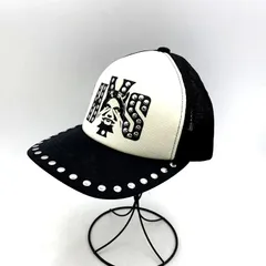 【中古品】HYSTERIC GLAMOUR ヒステリックグラマー SEE NO EVIL STUDDED MESH CAP 01241QH02 スタッズメッシュキャップ 帽子 ブラック×ホワイト メンズ/レディース 【185-250427-as-03-izu】