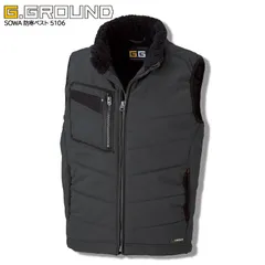 防寒着 防寒ベスト 桑和 5106 チャコールグレー メンズ 秋冬 綿100％ 作業着 作業服 防寒服 暖かい ベスト アウター 防寒 綿素材 起毛 衿ボアフリース 釣り アウトドア キャンプ 山登り 登山 SOWA ソーワ G.GROUND 『6L』