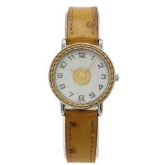 HERMES エルメス セリエ ホワイト文字盤 SS GP コンビ 革ベルト