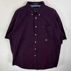 古着 90's/90年代 トミーヒルフィガー TOMMY HILFIGER 半袖シャツ ボタンダウンシャツ ワンポイント ロゴ 刺繍 胸ポケ L  レッド系 チェック メンズ