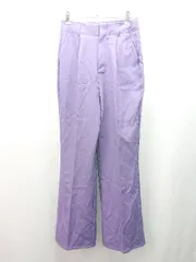 ◇ Tip Top ハイウエスト バックウエストゴム センタープレス ストレートパンツ サイズM パープル レディース E  【1309250027041】