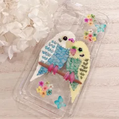 セキセイインコたちの押し花iPhoneケース