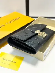 LVルイ・ヴィトン/財布16個クレジットカードスロット-ジッパー付きコイン袋1個-ステープレート付き大仕切り2個-S字ロック-Monogram Empreinteエンボス牛革-牛革裏地、金色金属財布カードバッグ[本日特価|新品未使用品]