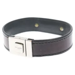 SAINT LAURENT PARIS (サンローランパリ) IDプレート レザーブレスレット ブラック/シルバーのサムネイル