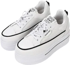 キッソス（ＫＩＳＳＯＳ） レディース スニーカー メッシュ 通気性 素材 レースアップ 厚底 軽量 ウォーキング アウトドア 美脚 おしゃれ 歩きやすい 通勤 通学 24.5 cm( ホワイト,  24.5 cm)