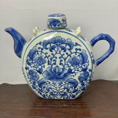 中国土器　彩色扁壺　龍鳳凰紋様 中国土器彩色扁壺龍鳳凰紋様