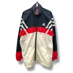 adidas アディダス ウインドブレーカー トラックジャケット L ホワイト ブラック レッド 90s 万国旗タグ ヴィンテージ パフォーマンスロゴ メンズ 春 ゴーゴー古着マルイ北千住店 50 久285