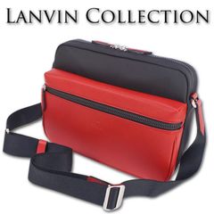 ランバンコレクション LANVIN COLLECTION 牛革使い ショルダーバッグ エクラ メンズ レッド×ブラック 赤 黒 日本製 定価29,700円 撥水 レザー ラバー