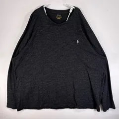 古着 ポロ・ラルフローレン POLO RALPH LAUREN 長袖Tシャツ ロゴ 刺繍 大きいサイズ クルーネック 3XL  ダークグレー 無地 メンズ