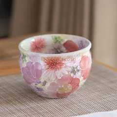 瀬戸焼　野村晃子　飯碗　ゆずりは工房　花柄　２客 瀬戸焼 野村晃子 飯碗 ゆずりは工房 花柄 2客 - メルカリ
