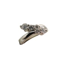 【中古】プラチナダイヤモンドリング ダイヤモンド 計0.5ct 5石 爪留め 記念日 ウエーブ V字 ノーブランドジュエリー 5.6g 10・5号  A2300273【無料ギフトラッピング承ります】