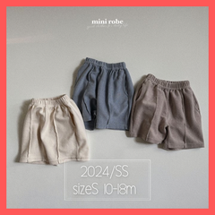 【即納】韓国人気ブランド minirobe 2024 春夏新作 タックハーフパンツ 韓国子供服  韓国キッズ おしゃれ お洒落 子供服 春服 80サイズ Sサイズ シンプル ユニセックス 【送料無料】【新品】