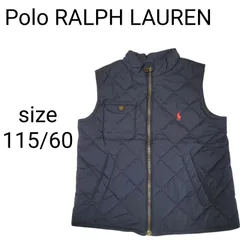 【美品】POLO RALPH LAUREN ポロラルフローレン キルティングベスト ジップアップ ワンポイントロゴ ネイビー 115/60サイズ 子供服