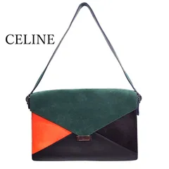 CELINE セリーヌ ショルダーバッグ クラッチバッグ 2WAY スエード ハラコ レザー グリーン オレンジ ブラック 緑 黒