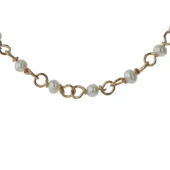 K18YG イエローゴールド ネックレス ベビーパール ラウンド ステーション 華奢 デザイン 44cm【新品仕上済】【zz】【中古】