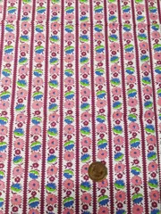 フィードサック　ピンク系の花ストライプ　FS-39