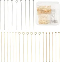 PH PandaHall 300本 Tピン 9ピン 丸ピン 304ステンレス 3種類 ピンパーツ 長さ約3.8cm アクセサリーパーツ ボールピン ピアス 手芸 ハンドメイド 材料 ジュエリー製作(2色＆40mm,  3.8cm)