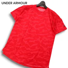 UNDER ARMOUR アンダーアーマー 春夏★ カモフラージュ 幾何学柄 半袖 カットソー Tシャツ Sz.M メンズ トレーニング 赤