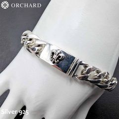 シルバー925 百合の紋章 リリー フルール・ド・リス 喜平ブレスレット 20cm メンズ レディース 高級ジュエリー