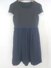 ◇ RUIRUE BOUTIQUE ルイルエブティック 切替 半袖 膝丈 ワンピース サイズ09(M) ネイビー ブラック レディース  【中古】 【1207040009485】