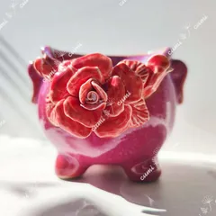 セール！　韓国 花のシリーズ フラワー 桃色 耳足付き 植木鉢 おしゃれ 室内 陶器鉢 多肉 植物 鉢植え　激安 レア インテリア プレゼント 海外 盆栽 花瓶 おすすめ プランター 人気 デザイン 観葉植物