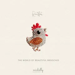 ブローチ にわとり キラキラ ラインストーン アニマル 鶏 鳥 アクセサリー レディース ゴールド 赤 オレンジ プレゼント ギフト かわいい おしゃれ ファッション 小物 コーデ 華やか ジャケット バッグ 帽子 個性的 モチーフ