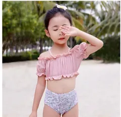 水着　ビキニ　子供用　帽子付き　2点セット