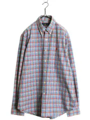 【お得なクーポン配布中!】 ラルフローレン チェック 長袖 ボタンダウン シャツ メンズ L / 古着 ポロ コットン 長袖シャツ ワンポイント マルチカラー ポニー刺繍 BD