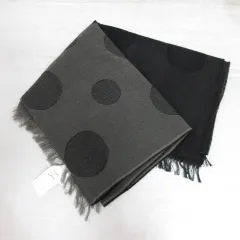 ワイズ Y's 25SS JACQUARD PANEL POLKA DOT SCARF ドット ストール スカーフ 黒×グレー YT-L01-092-3 日本製 タグ付きのサムネイル