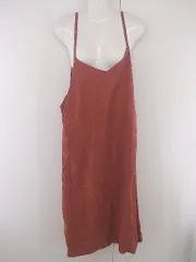◇ studio CLIP スタディオクリップ リネン混 Vネック 膝下丈 キャミソールワンピース サイズL オレンジ レディース E  【1304260025322】