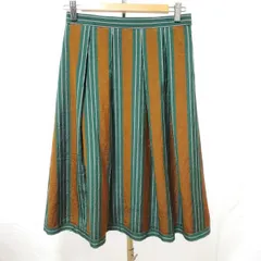 #anc アルバロッサ インポートロッサ ALBA ROSSA import Rossa スカート 42 緑 茶 ストライプ 大きいサイズ レディース [943981]