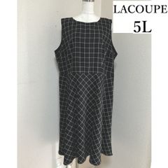 LACOUPE(ラ・クープ) 大きいサイズ レディース ジャンパースカート　春　夏　秋　ひざ下　チェック 黒 5L
