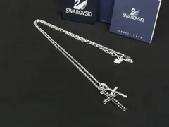 ■新品■未使用■ SWAROVSKI スワロフスキー 651617 ラインストーン ダブルクロス 十字架 ネックレス ペンダント シルバー系 DJ1751