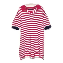 TOMMY HILFIGER トミーヒルフィガー ボーダー ポロシャツ 半袖 赤 白 レッド ホワイト L