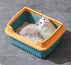 猫トイレ 大きめ ネコ 砂 小型 大型 猫 トイレ 四角 猫砂 大容量 シンプル 開放式 飛び散り防止 猫用 ネコ用品 スコップ付き 清潔 猫用品 尿や砂 飛び散りを防ぎます お掃除 ラクラク L egT7899