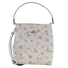 コーチ ショルダーバッグ タウンバケット フローラル 2way ハンドバッグ 白 べージュ C8610
