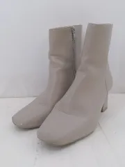 ◇ snidel スナイデル スクエアトゥ サイドジップ ショート ブーツ サイズS ベージュ レディース E  【1304260018287】