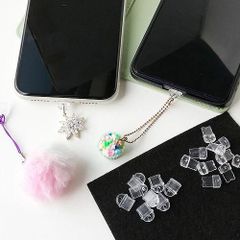 ホール付き コネクタ 防塵 保護 カバー ダスト キャップ Type-C Lightning 端子 クリアカラー つまみ iPhone14 iPhone15 andoroid 充電口カバー 10個 tools429 GreenRoseYumi